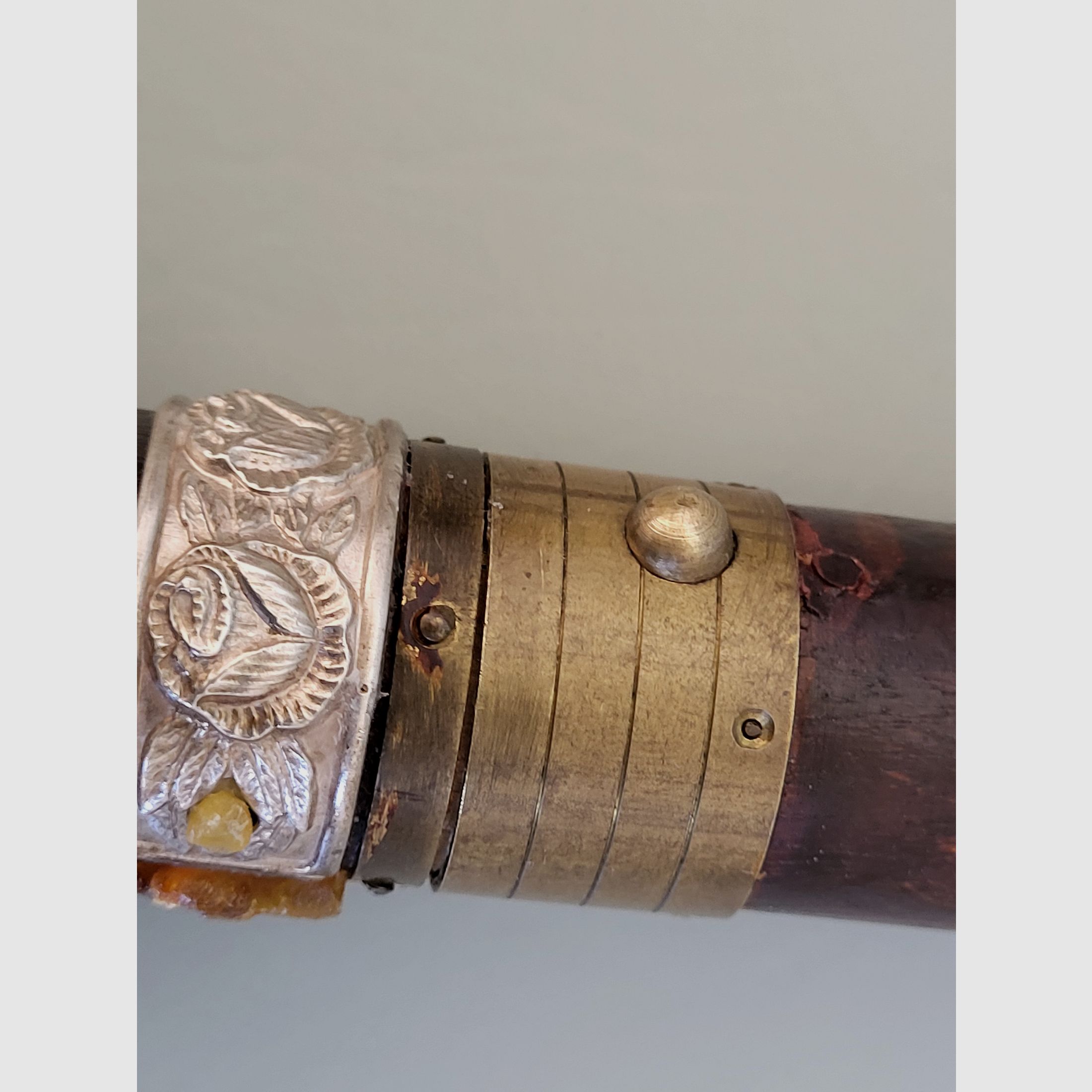 Canne de promenade Art nouveau - argent 800 - avec contenu - ambre - "Bruckmann & Sehne
