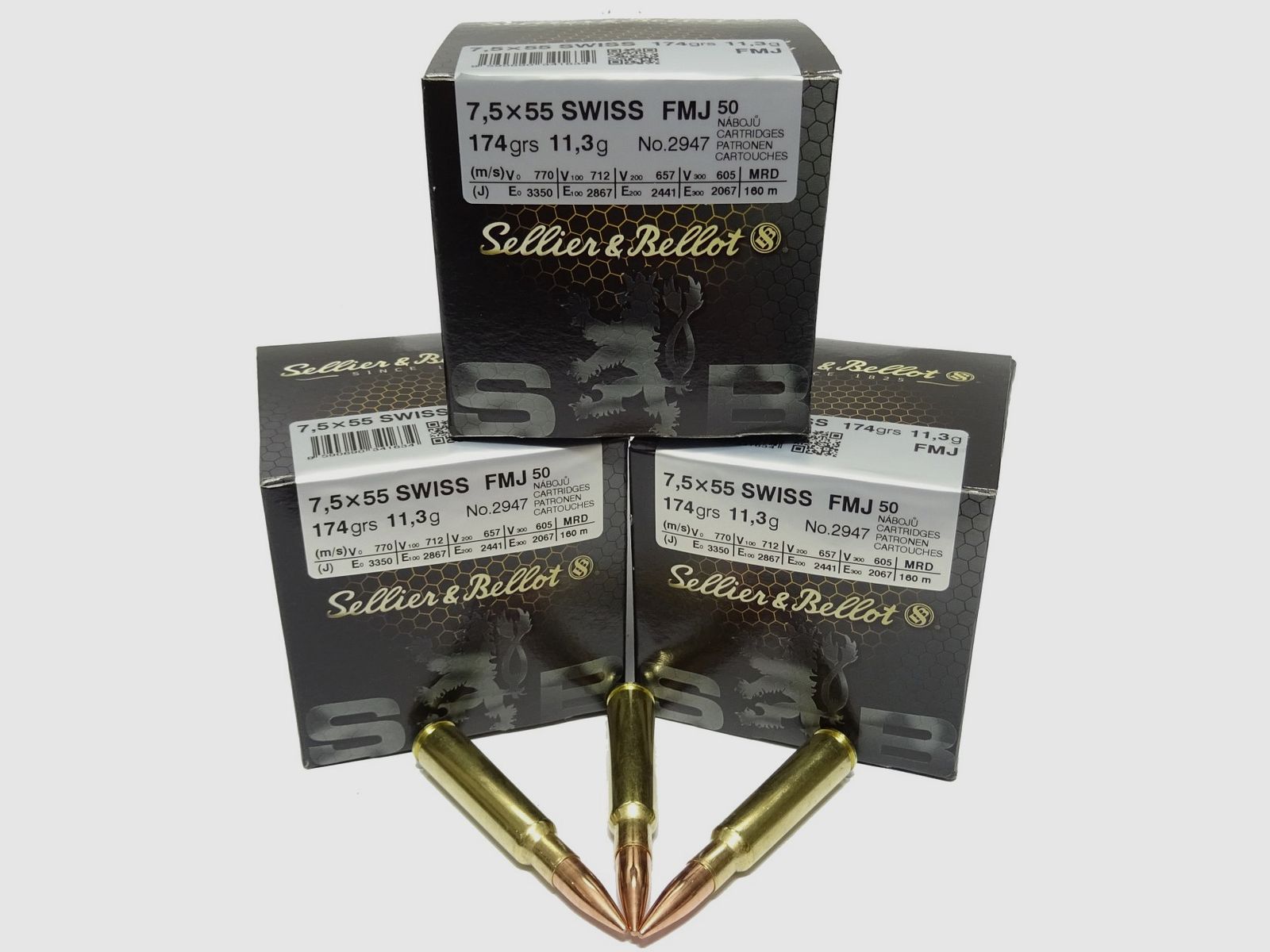 Munizioni cal. 7,5x55 Swiss FMJ S&B