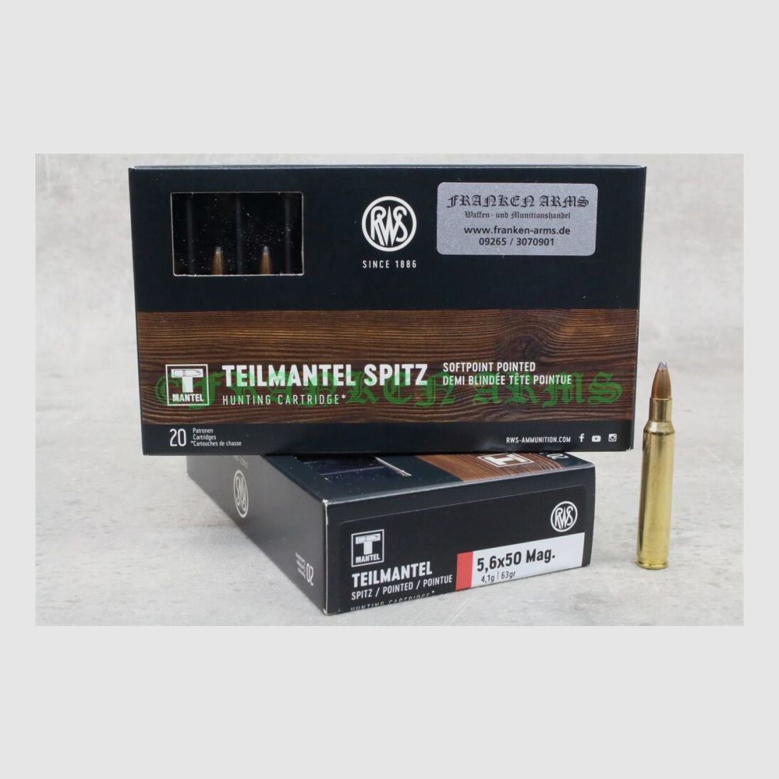 RWS Teilmantel Spitz 5,6x50 Mag. 63gr. 4,1g 20 Stück Staffelpreis