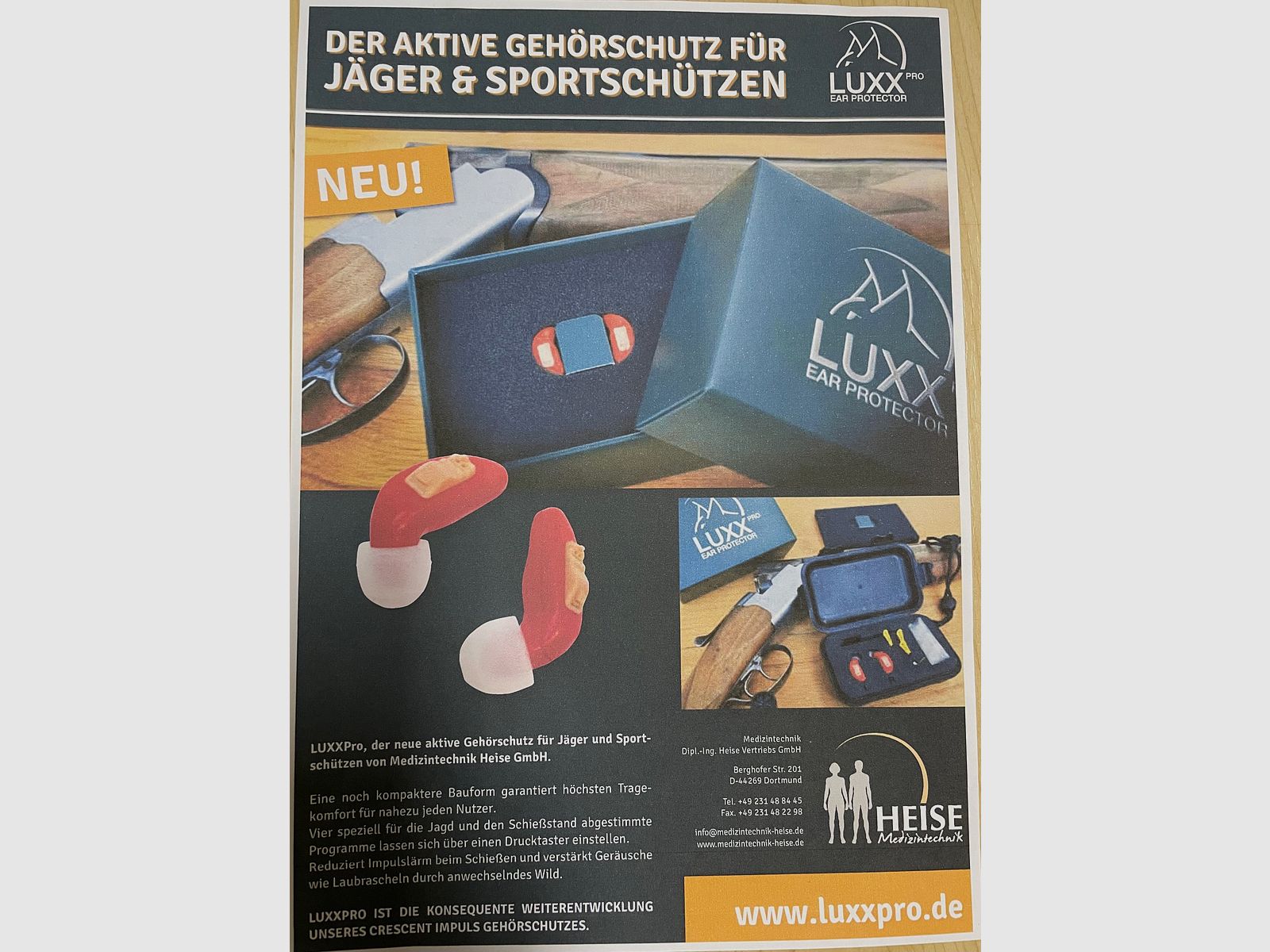 LUXX pro Ear PROTECTOR - aktiver Gehörschutz von Heise Medizintechnik - kein Peltor, Hörluchs