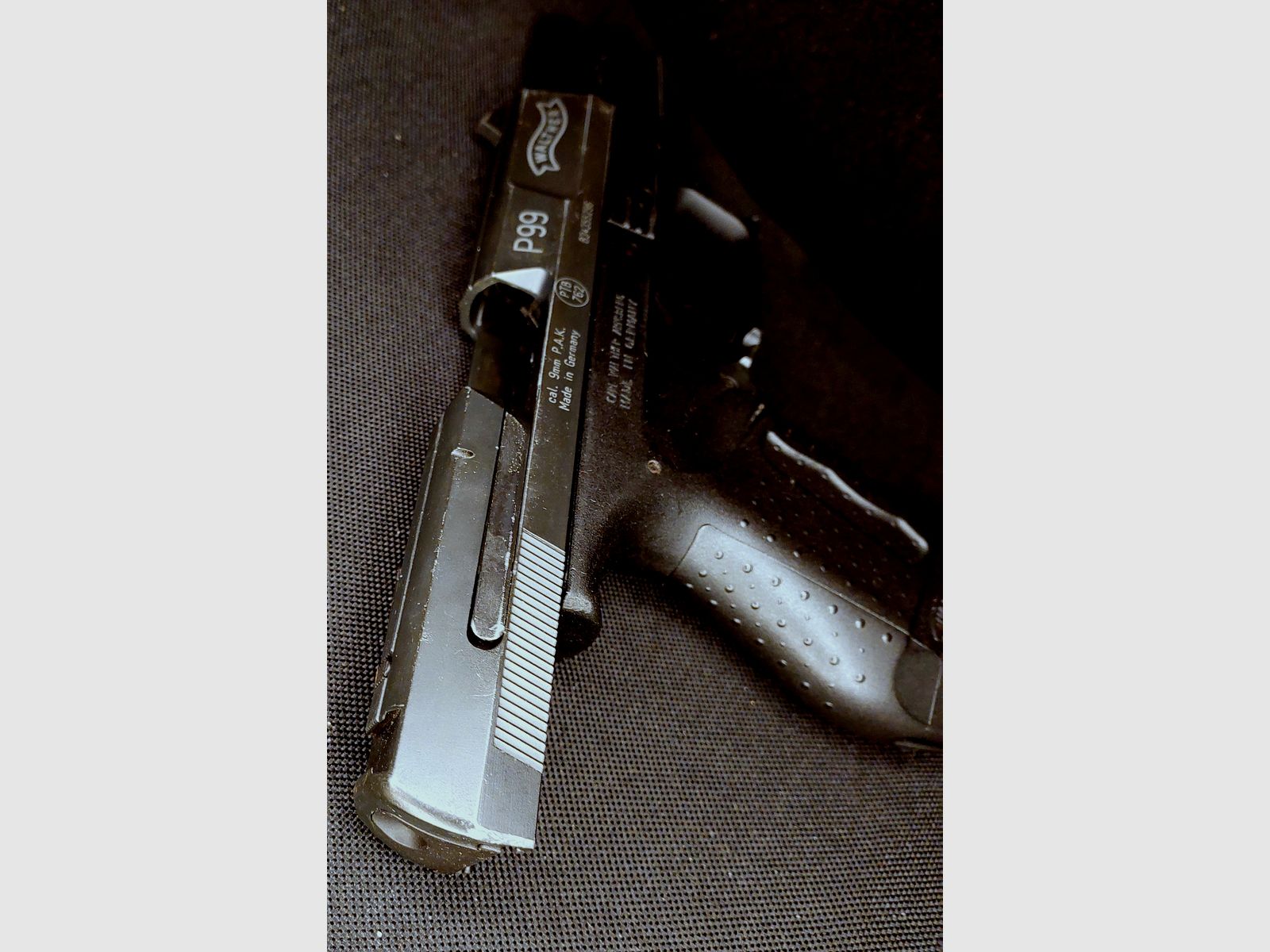 Pistolet à blanc Walther P99 9mm P.A.K. bronzé (PTB 637) P 99 avec étui en cuir