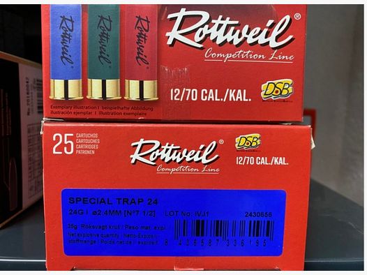 1000 shots Rottweil Special Trap 12/70 24gr sports shot www.waffenhandel-kraus.de in barrel near Nuremberg