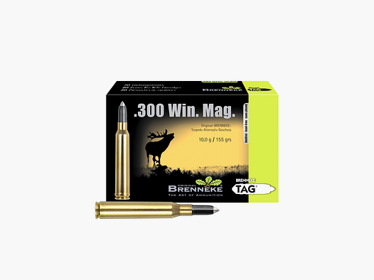 Cartouche de fusil avec projectile TAG® - SANS PLOMB - .300 Win. Mag., Orig. BRENNEKE TAG 10,0 g VE20