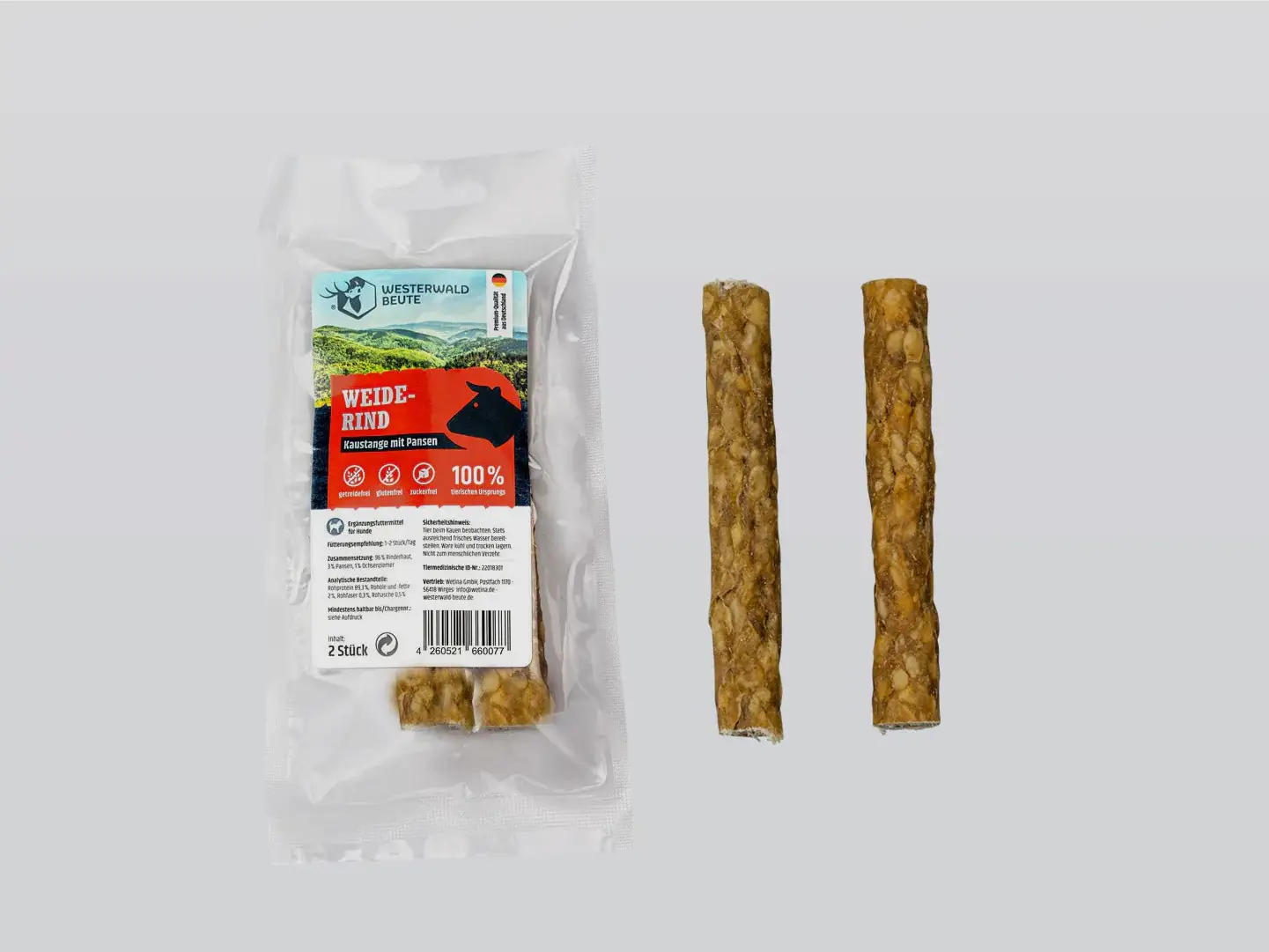 Pansenkaustange Snack vom Weiderind - 2 Stück €2.99