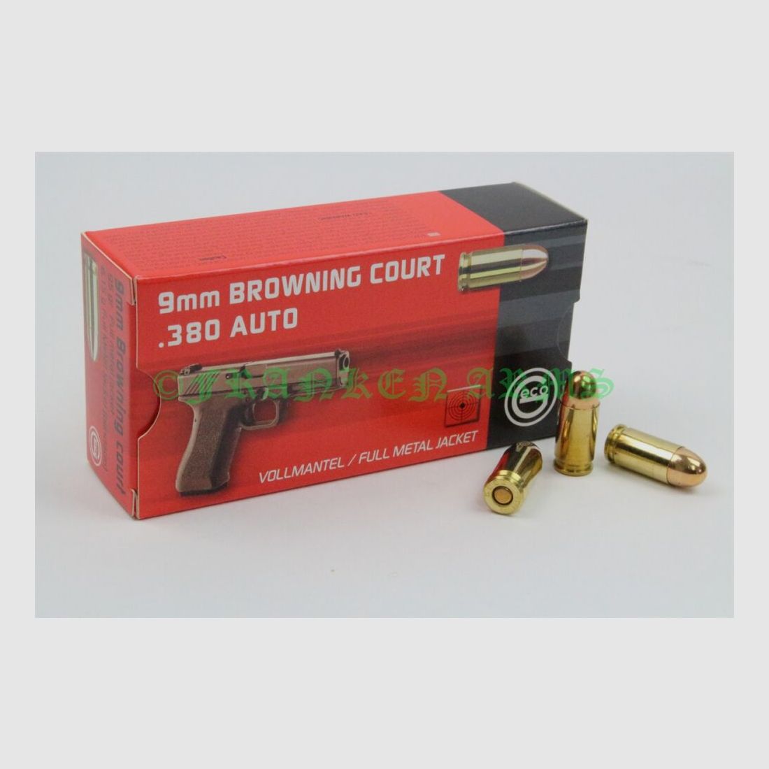 Geco 9mm court (.380 Auto) Full Metal Jacket 95gr. 6,15g 50 pièces Prix dégressifs