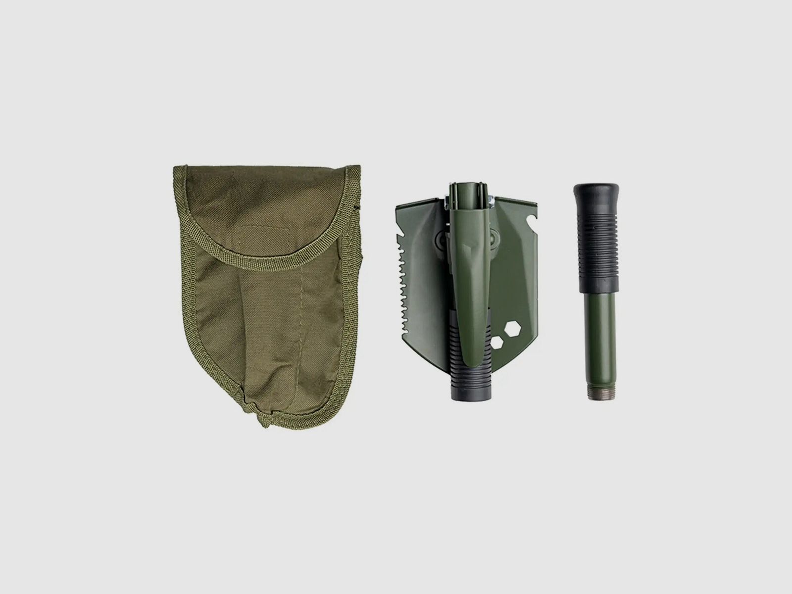 Mil-Tec Mini Klapschep Multifunction met Tas Olijf