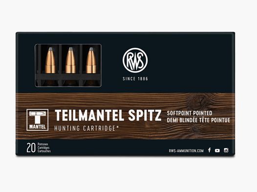 RWS 2116405 .222 Rem. balle à pointe semi-blindée 3,2g 50grs. munitions pour armes longues
