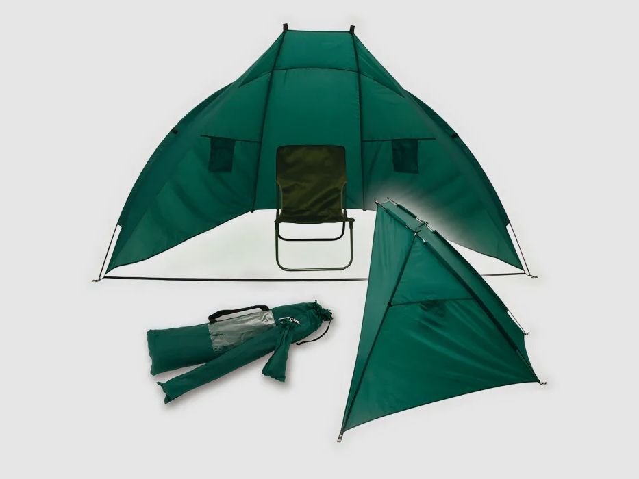 Behr Eco Shelter - Allwetterschutz für Angler und Freizeit - 2,4 x 1,4 x 1,3m - Grün