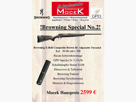 Browning X-Bolt Composite Brown HC Adjustable Threaded, mit GPO Spectra 5x 3-15x56