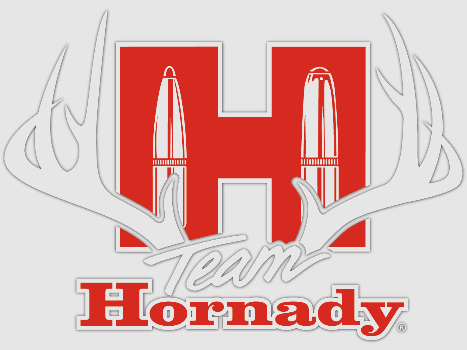 Hornady Team Hornady Antler Aufkleber – Rot/Weiß – ca. 14,0×9,8 cm