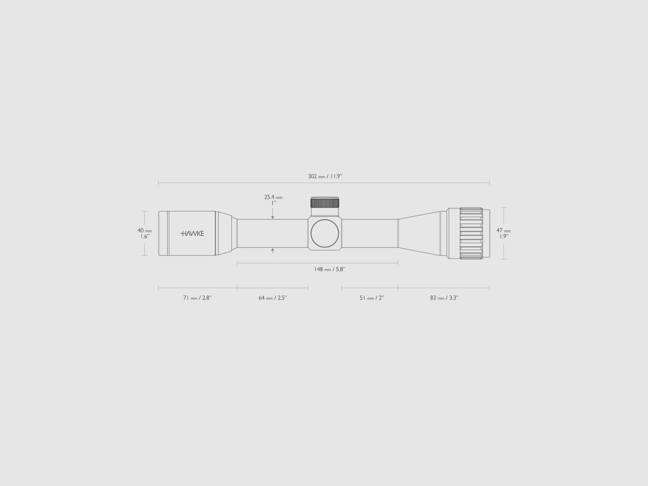 Hawke Vantage 4x32 AO, 1" Mil Dot (Draad), afbeelding 3 van 4