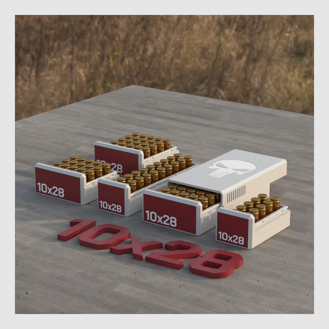 Filamelt scatola per munizioni / Scatola per munizioni 10x28 - scatola per cartucce per 50 colpi, Made in Germany