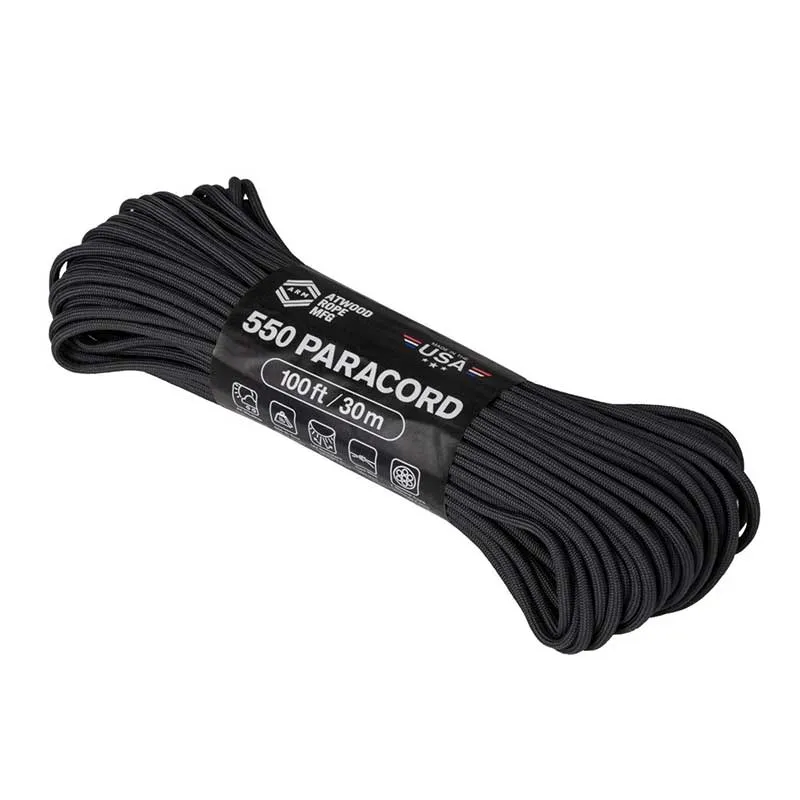 Linka survivalowa z paracordu 550 - długość 30 m - Atwood Rope, kolor czarny