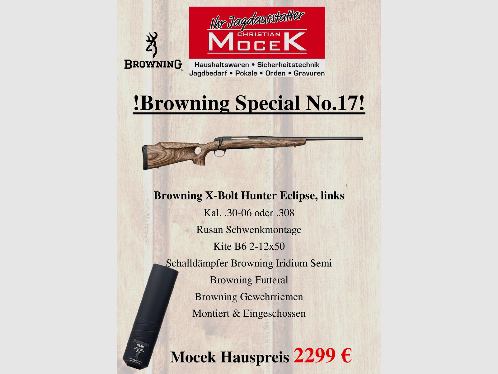 Browning X-Bolt Hunter Eclipse, con Kite B6 2-12x50, zurdo