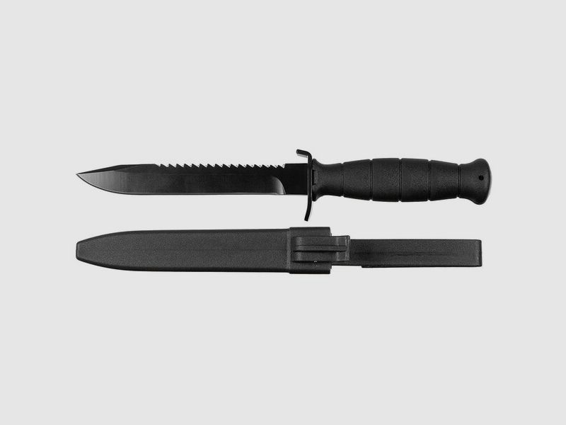 ÖBH Kampfmesser / Feldmesser 16,5/29cm MIT SÄGERÜCKEN - Glock - Nachbau - Schwarz - mit Scheide