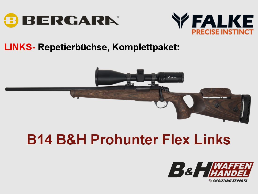 Bergara B14 B&H Prohunter Flex LEFT-hand stock with Falke 3-12x56 fully assembled / Optional: Brenner silencer