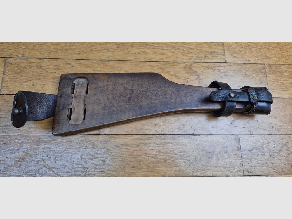Sehr schöner Schaft für Luger P08 Lang, genannt „Artillerie“ – Exemplar mit allen seinen weichen und soliden Halterungen – Schöne Stempel und Originalmarkierungen – Herstellung Maury & Co – Sehr selten, besonders mit seinen Halterungen – Ausgezeichneter Zustand – TBE++, Bild 2 von 20