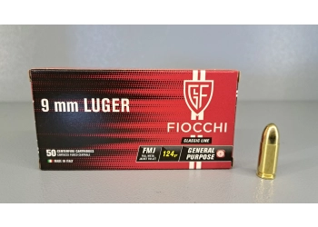 Munitions FIOCCHI cal. 9x19 LUGER, FMJ, 8G, 124GR, image 1 sur 2