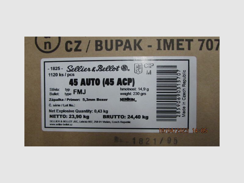 Sellier & Bellot .45AUTO 1120Stk. 1 Karton