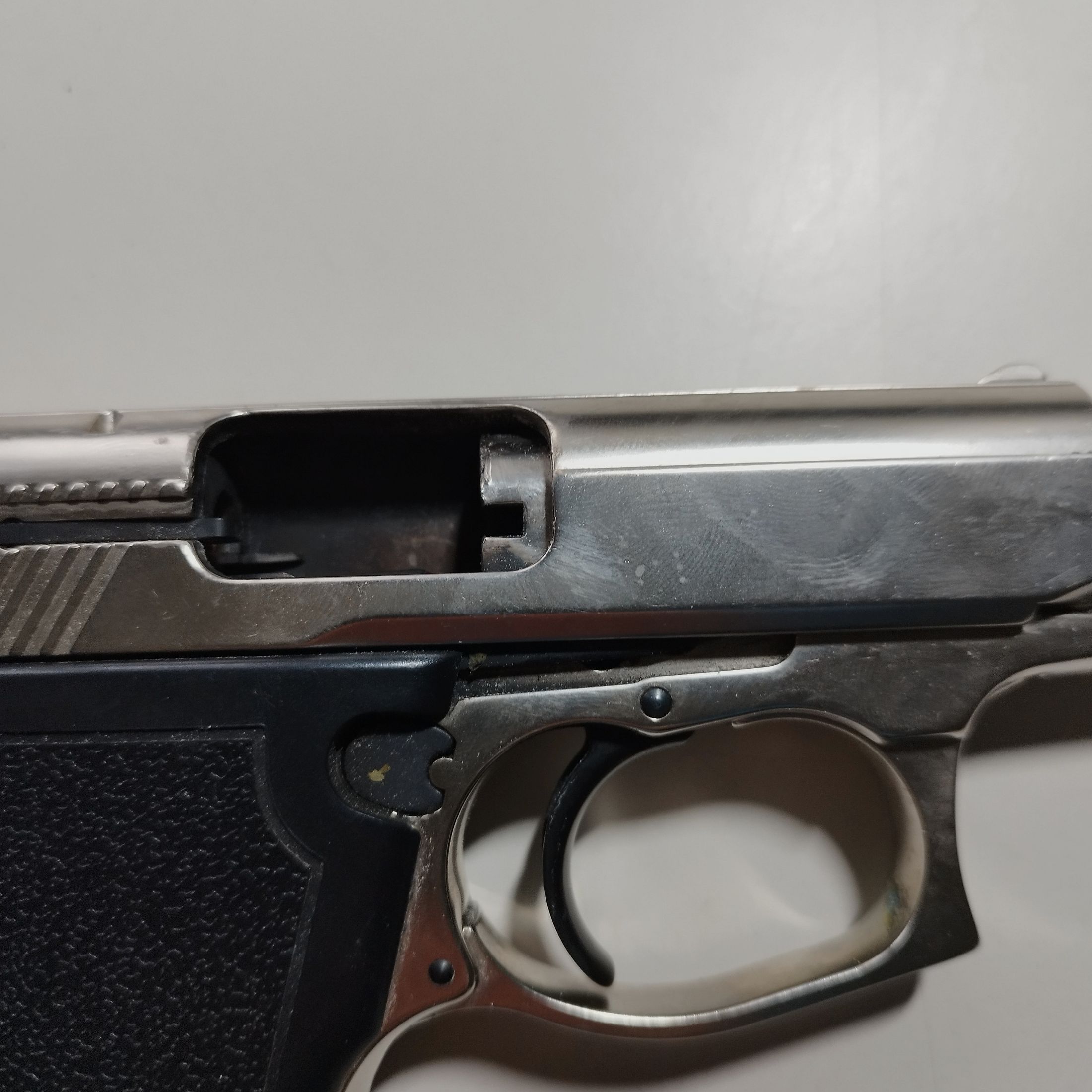 Mauser blank firing pistol HSc Mod. 90 nickel-plated caliber 9 mm P.A.K. Rare PTB