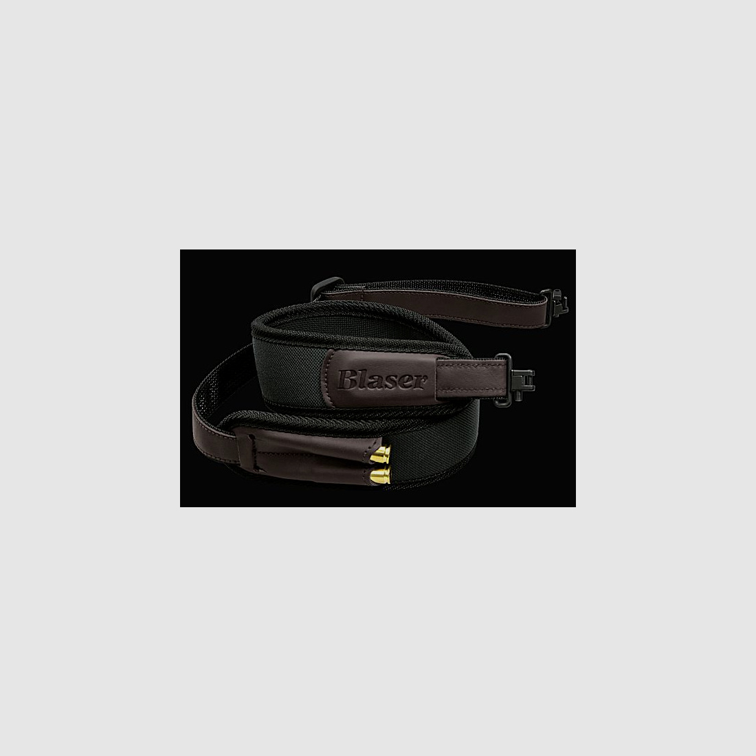BLASER Gewehrriemen Extra breit: Neopren/Leder schwarzgrau 2 Patronenhalter