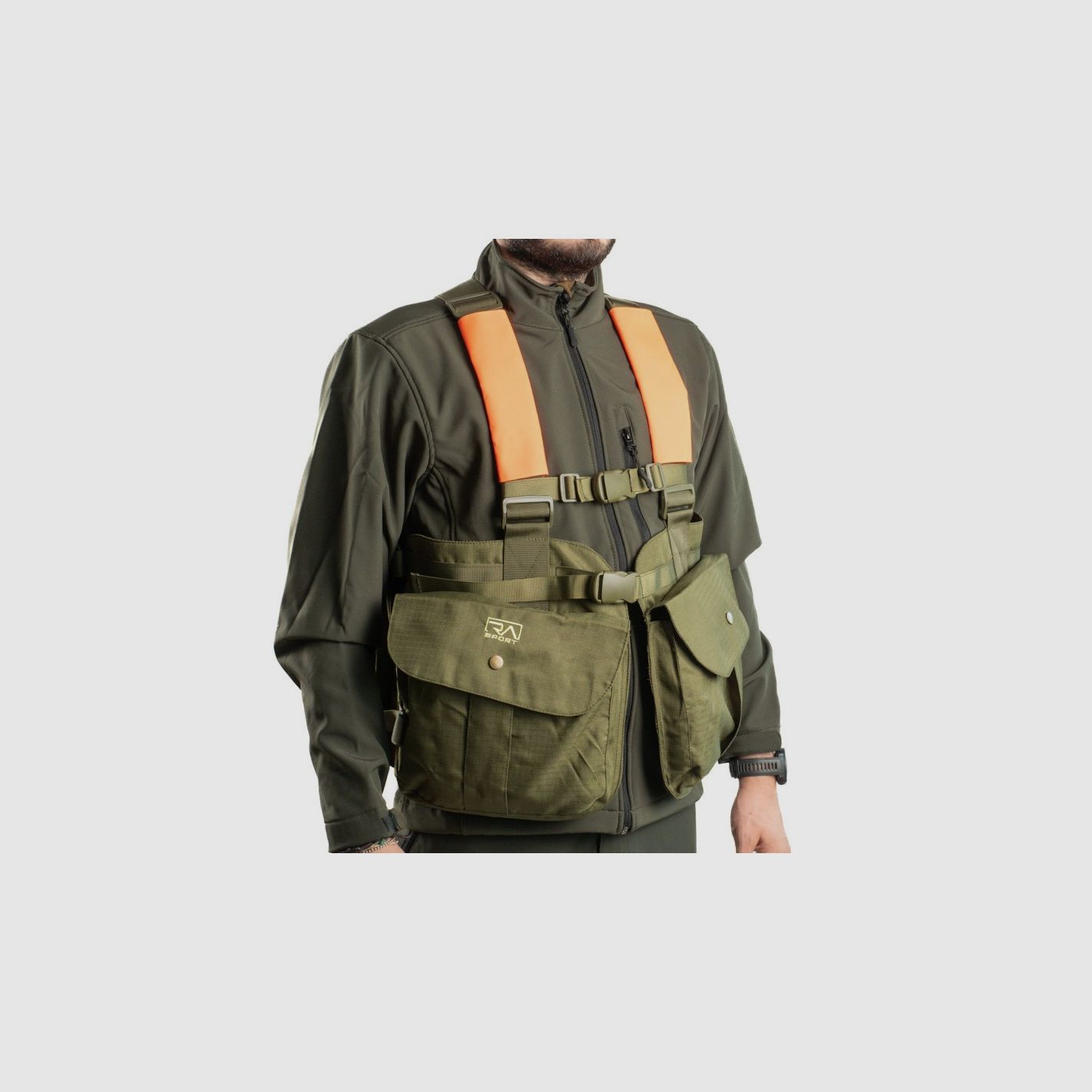 Weste Dreifach Nylon Grün und Orange für die Jagd Ra Sport, Bild 1 von 3