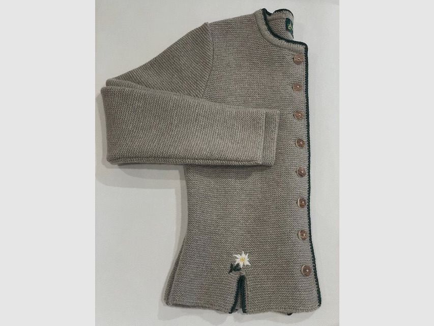 Damen Strickjacke aus Merinowolle in Beige mit Edelweiss
