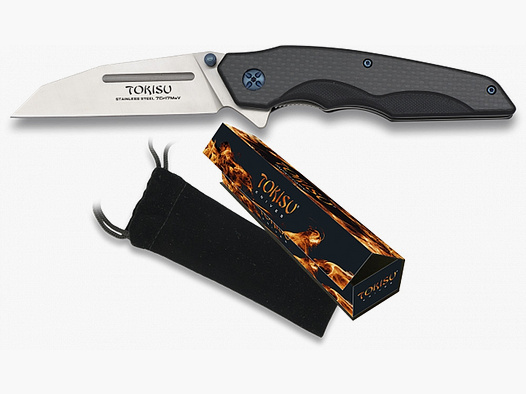 edles TOKISU STRAIGHT Taschenmesser Design Gürtelclip G10 Carbon-Look