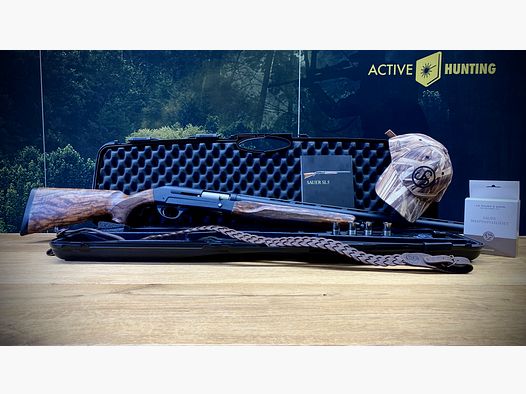 Self-loading shotgun Sauer SL5 complete set / caliber 12/76 / including case, leather strap, cleaning set and Sauer cap