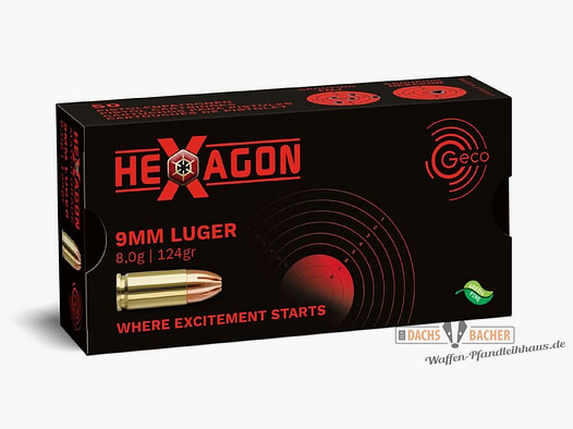 GECO 9 mm Luger Hexagon 8,0g/124gr 50 Schuß
