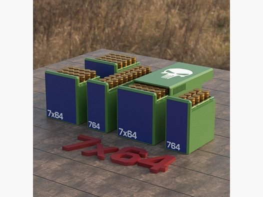 Filamelt munitiekist / Ammo Box 7x64 - patroonbox 'schuifdeksel' - 10 / 20 / 25 / 50 ronden