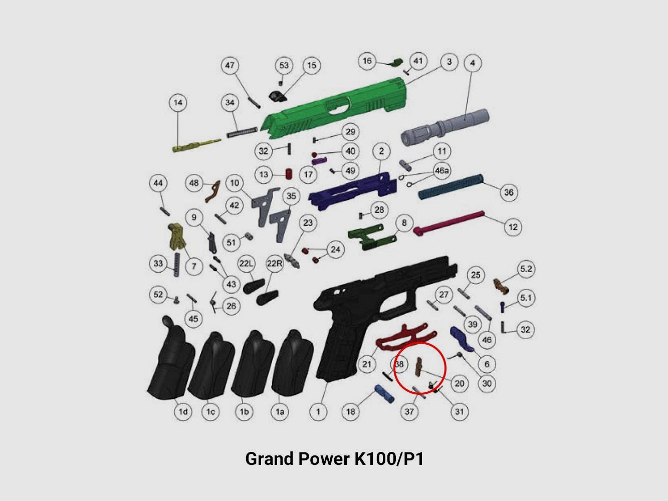 Grand Power magazine catch lock for K100, image 3 of 3