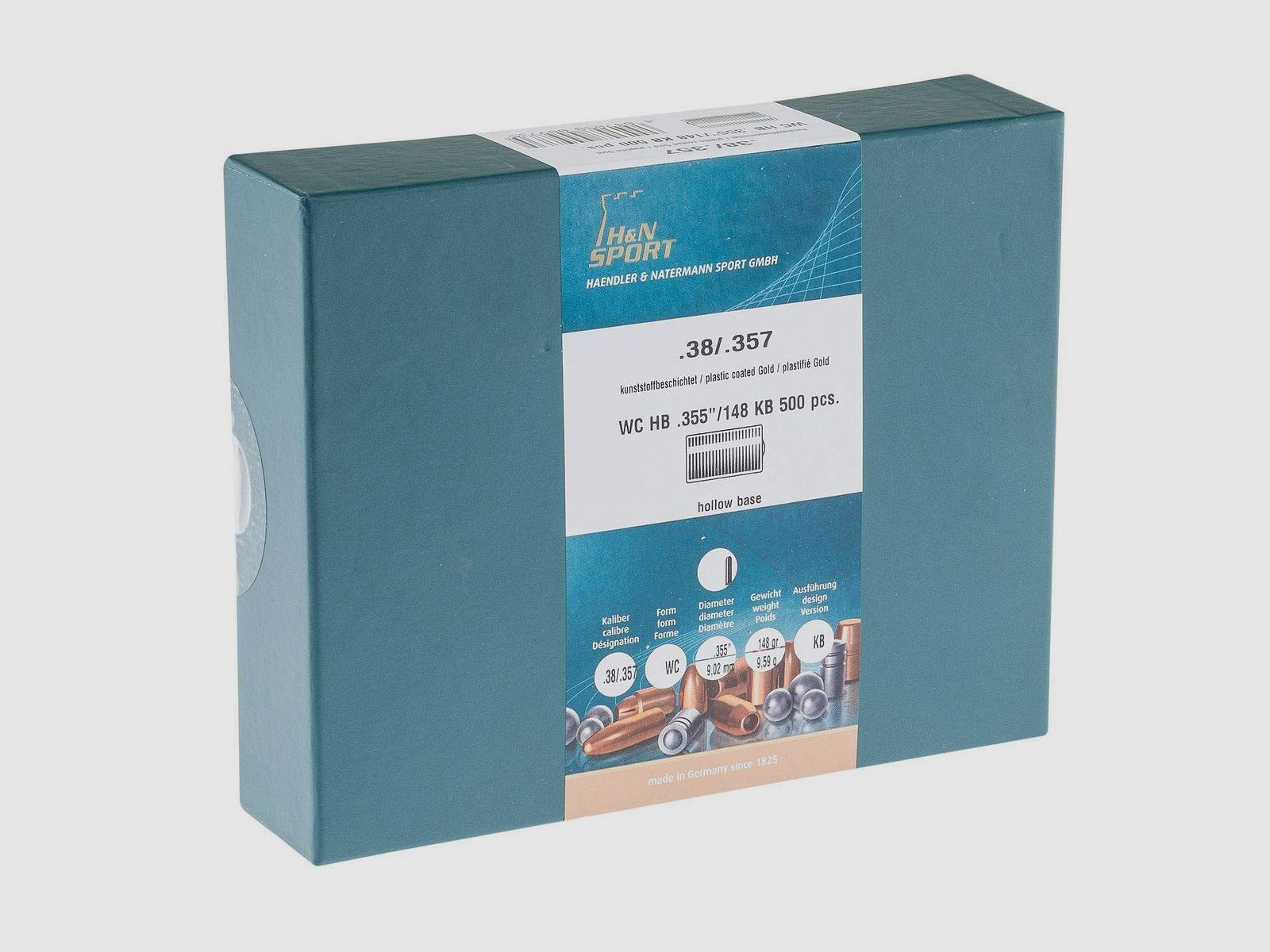 Geschosse HN 38 Wad Cutter plastifiziert Gold 148 Grains (.355) pro 500, Bild 2 von 2