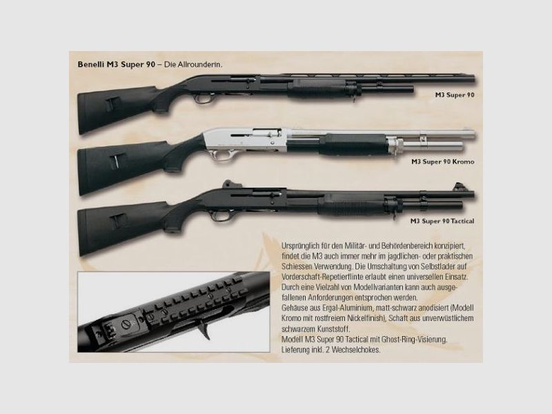 BENELLI Selbstladeflinte &gt;60cm Mod. M3 Super 90 Kromo Jagd 12/76  LL 66cm  IC