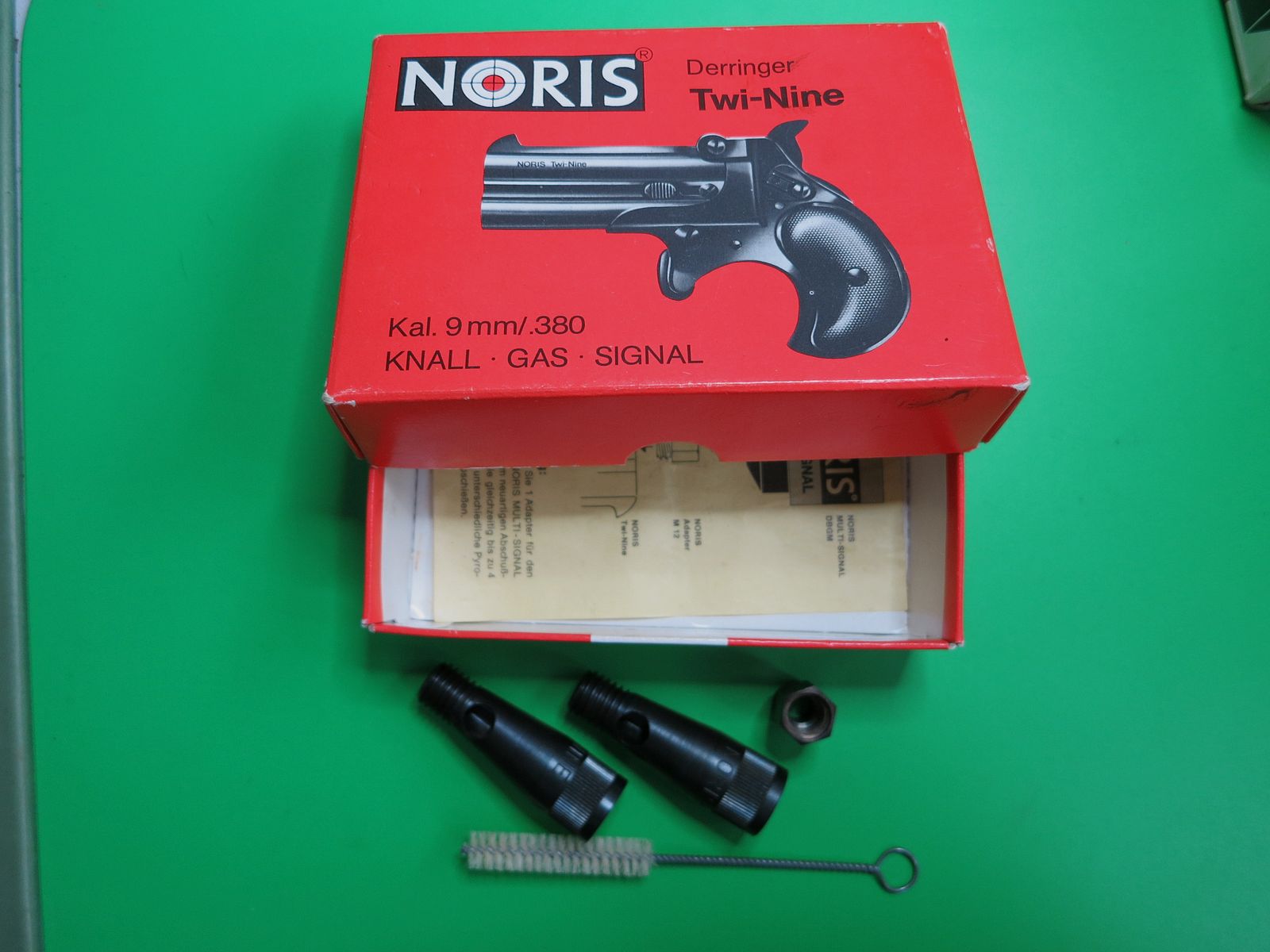 NORIS Derringer Twi Nine, Gas- Signalpistole, 9 mm K., PTB + Multi-Signalbecher    #52