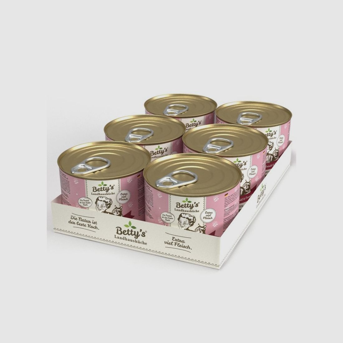 Betty's Landhausküche Katzenfutter Rind pur mit Leinöl 6x 200g