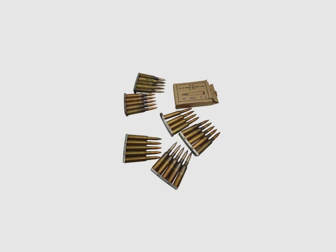 DESTO AMMO - LOTTO DI 39 MUNIZIONI MILITARI IN SURPLUS 6.5x55SE CON CLIP, immagine 2 di 3