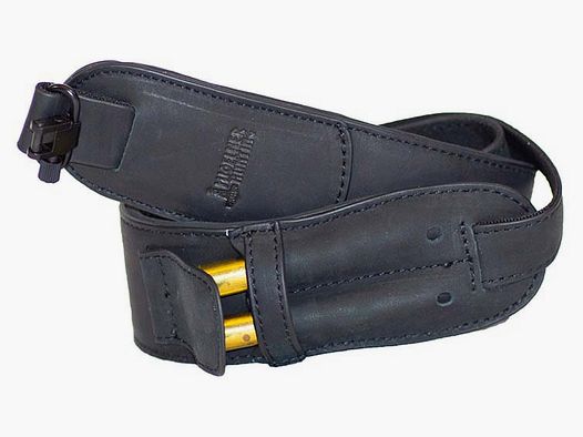 Mjoelner Hunting Gewehrriemen Leder/Neopren - schwarz - inkl. Riemenbügel abnehmbar US