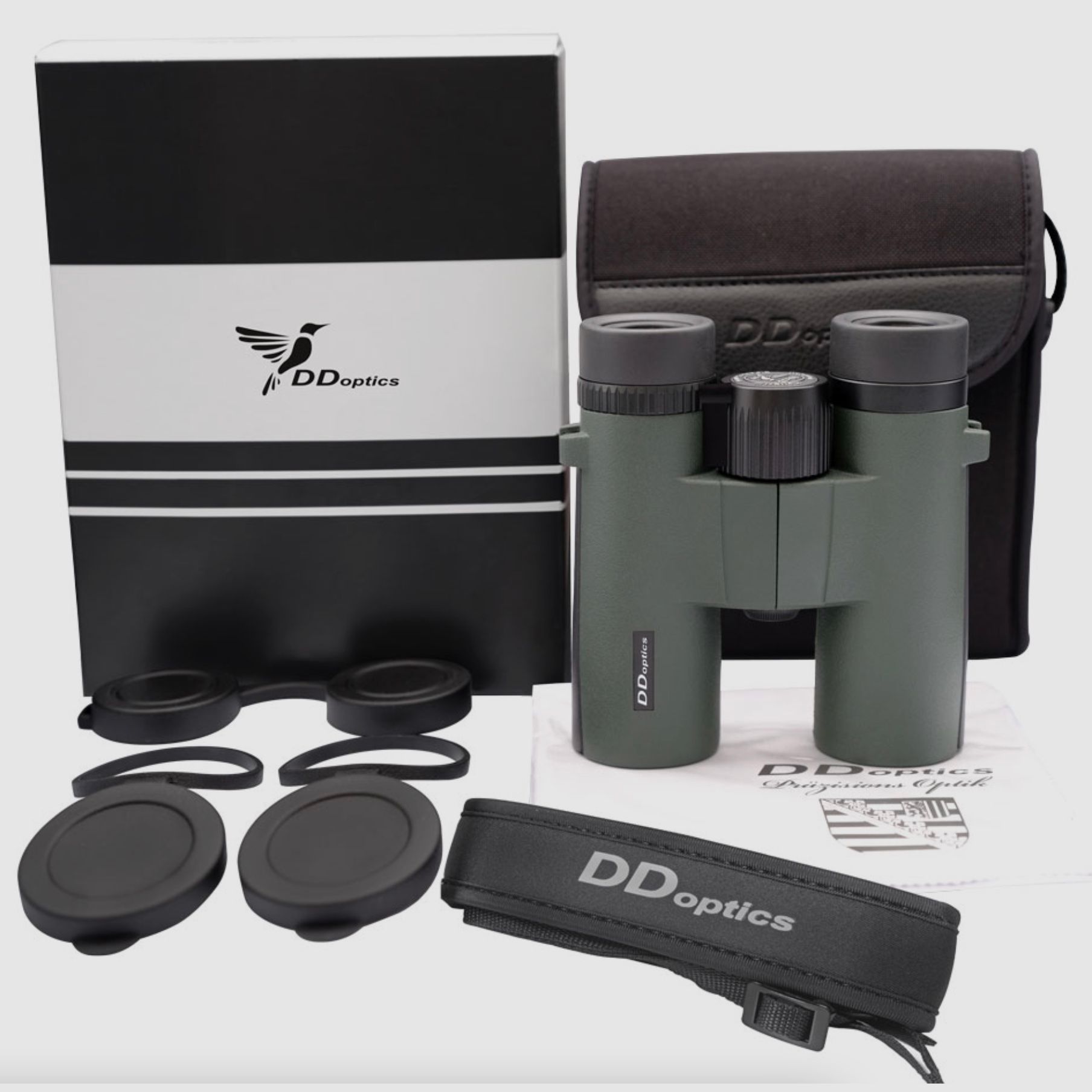 DDoptics 440120033 Fernglas Kolibri 8x33 Gen3 grün mit Tasche und Trageriemen