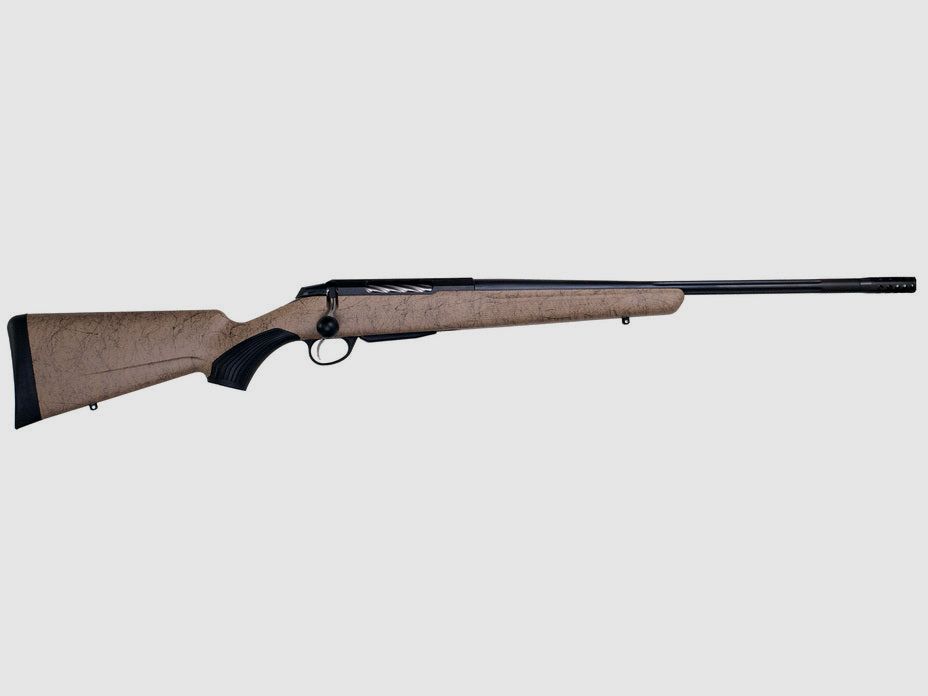 TIKKA T3x LITE ROUGHTECH DESERT .300 WSM, schwarz, Lauflänge 24,3" kanneliert mit Mündungsbremse, Verschluss kanneliert, Drall 10", Direktabzug, 3 Schuss, Synthetikschaft sandfarben mit schwarzem Dekor, ohne Visierung, MG 5/8"-24, Bild 1 von 2