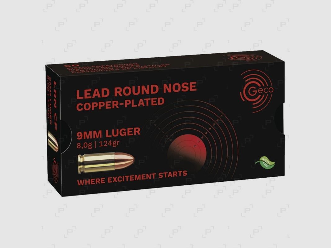 Ammunition for sport shooting for handguns GECO LEAD ROUND NOSE PLATED / LRNCP caliber 9 mm PARA - 124GR