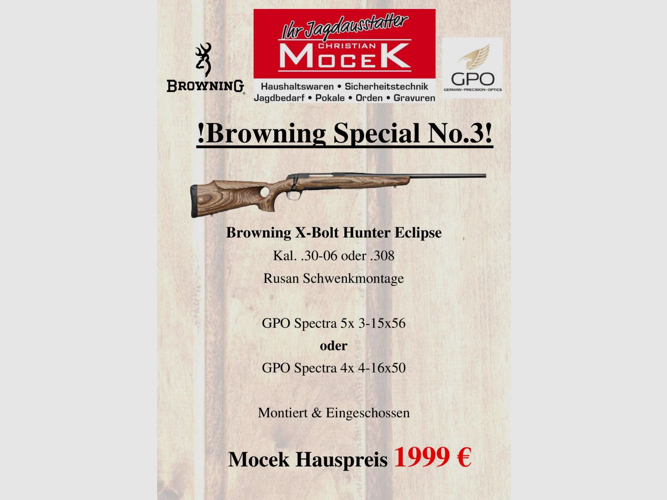 Browning X-Bolt Hunter Eclipse, with GPO Spectra, image 1 of 2