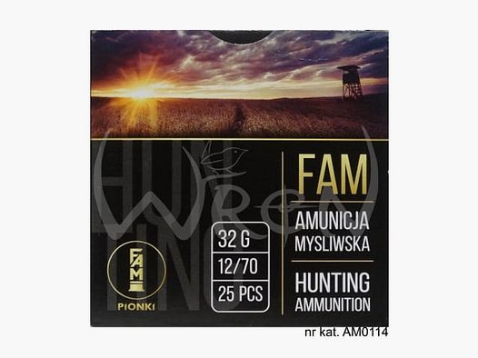 FAM PIONKI hunting cartridge 12/70 32 g 3–3, 75 mm GW