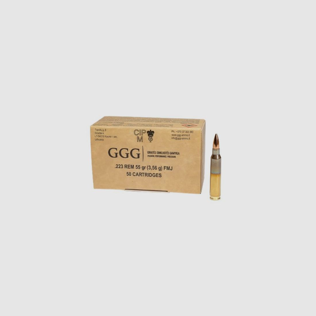 Patronen GGG Kal.223 Rem FMJ 55 gr x 1200, Bild 1 von 2