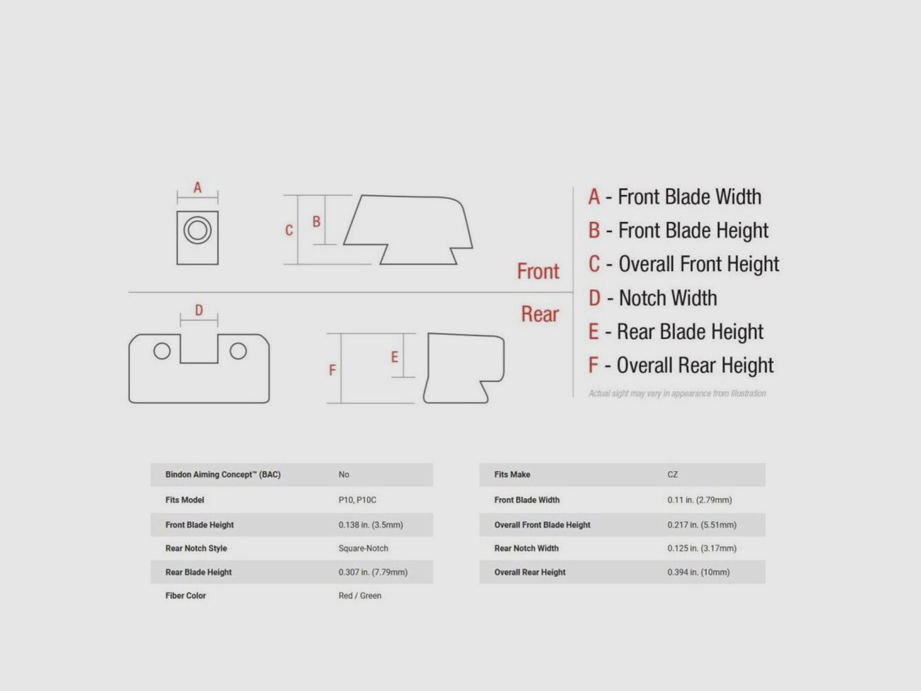 Trijicon Visierset Fiber rot CZ P10/P10C
