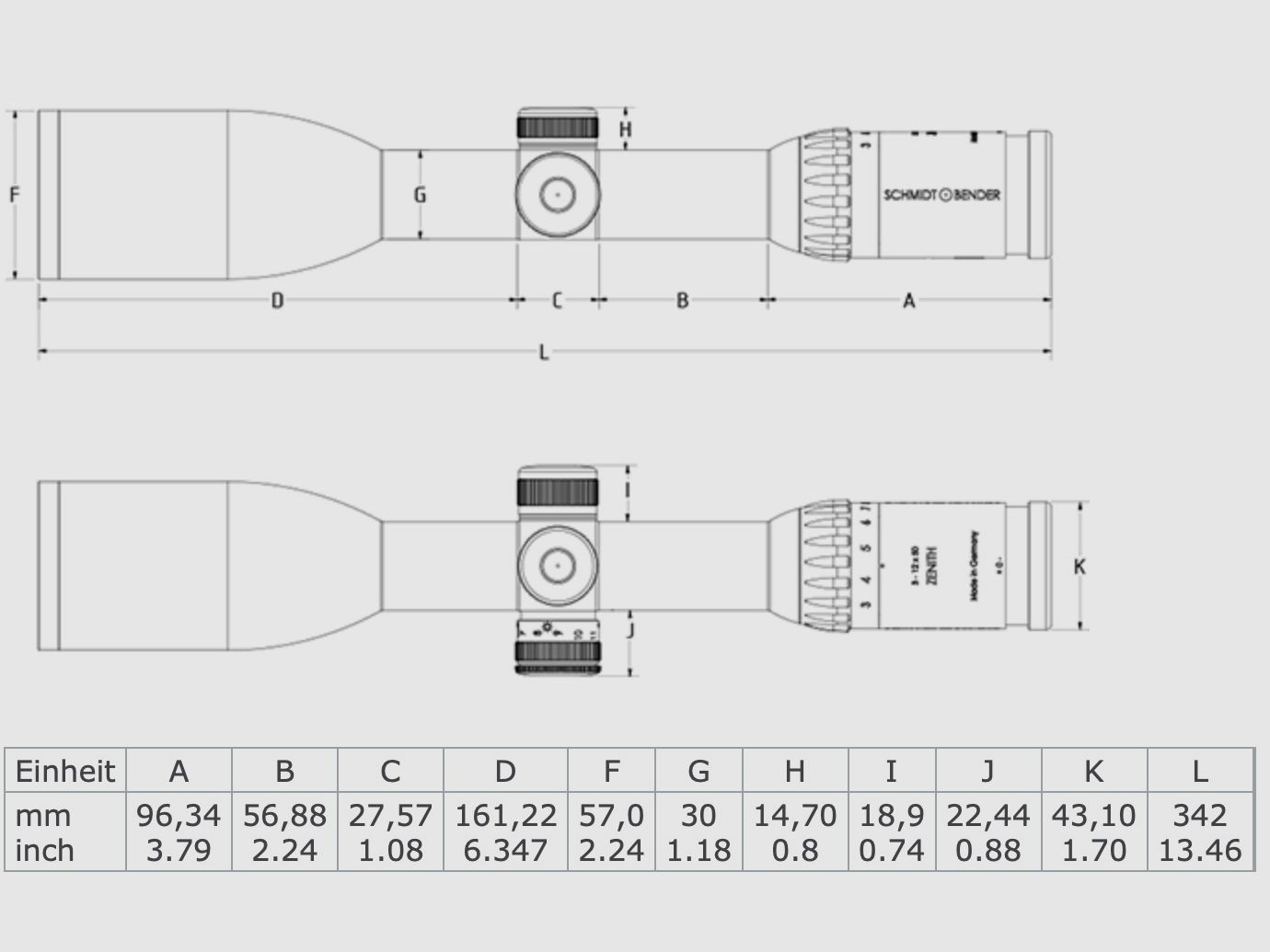 Schmidt und Bender Zielfernrohr 3-12x50 Zenith LM Flashdot Leuchtabsehen FD7
