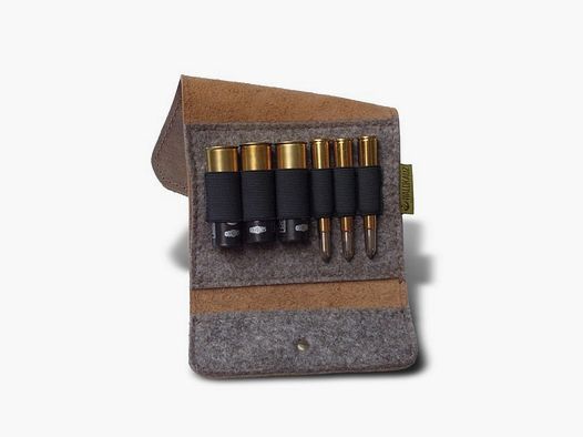 Hibou des forêts carabine combinée étui en cuir nubuck pour cartouches