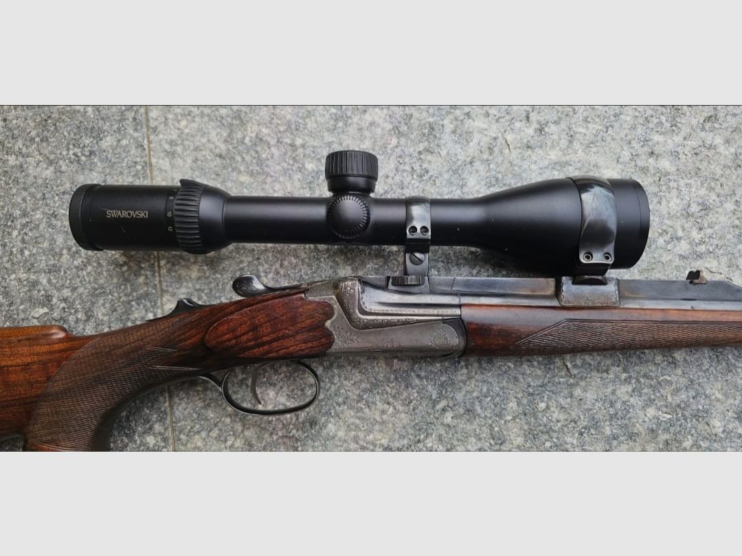 A 43 Side-by-side shotgun Zanardini Mod Prinz Cal. 30 R Blaser Mount Pig's Foot Optic Swarovski Z4i 3-12X50 Ret. 4A 300, image 3 of 5