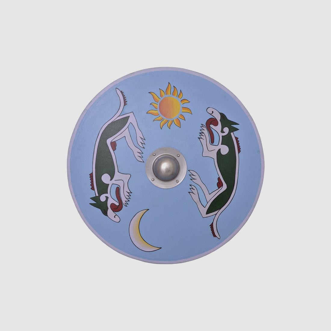 Viking round shield with Mánagarm and Sköll