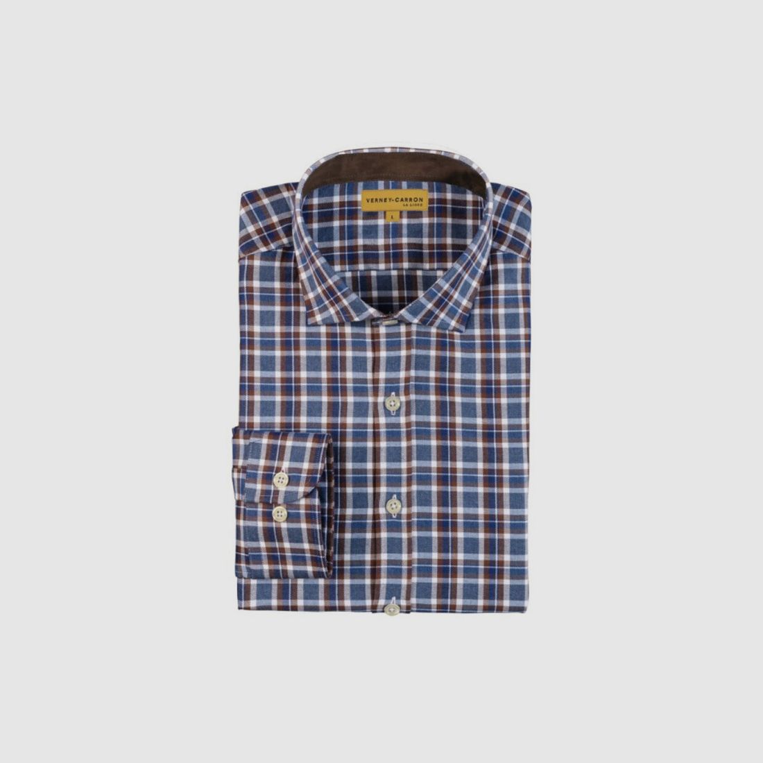 CHEMISE LIGNE VERNEY CARRON CHEVERNY MARRON/BLEU